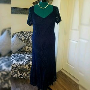 Joanna Hope Navy Blue lined lace dress